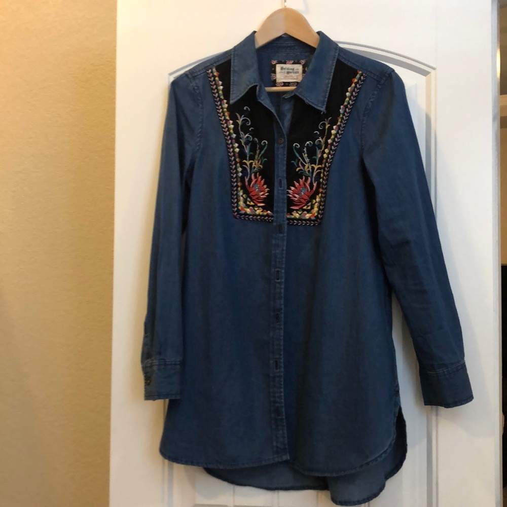 Anthropologie chambray button down tunic